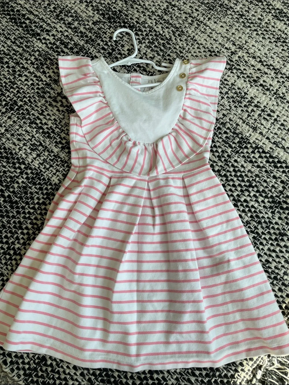 Janie and Jack Pink and White Striped Ruffle Dress